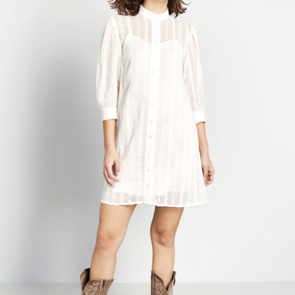 Sheer Joy Embroidered Mini DressBy ModCloth